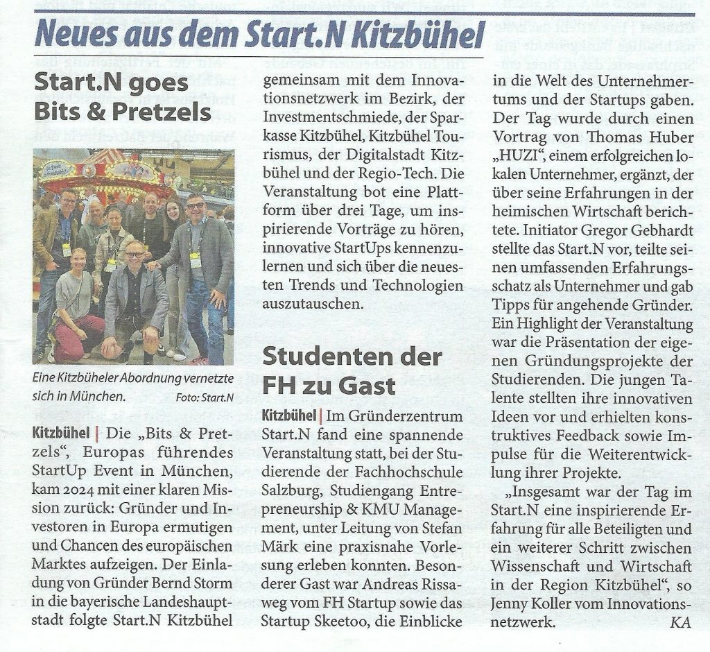 Neues aus dem START.N: Bits & Pretzels und FH-Studenten zu Gast