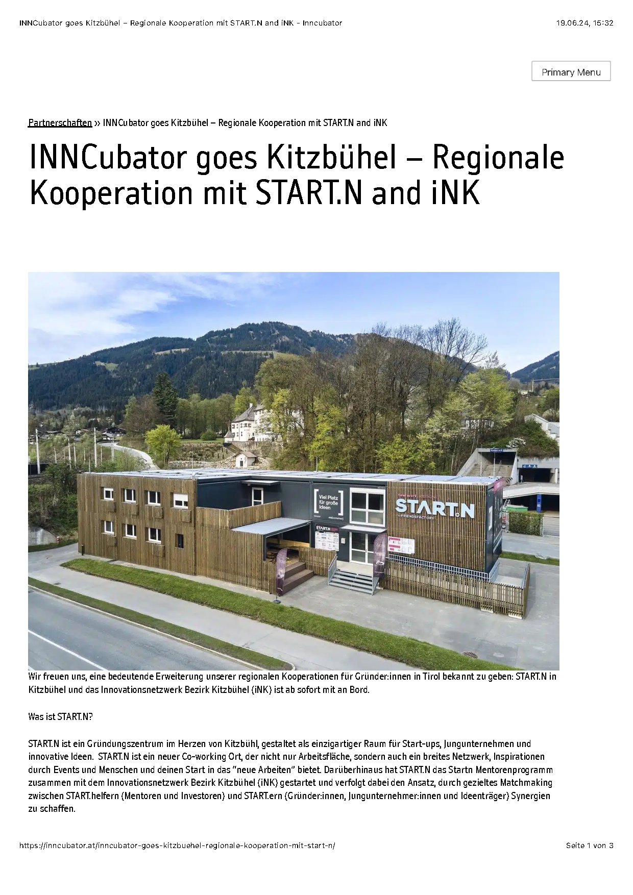 INNCubator goes Kitzbühel – Kooperation mit START.N und iNK