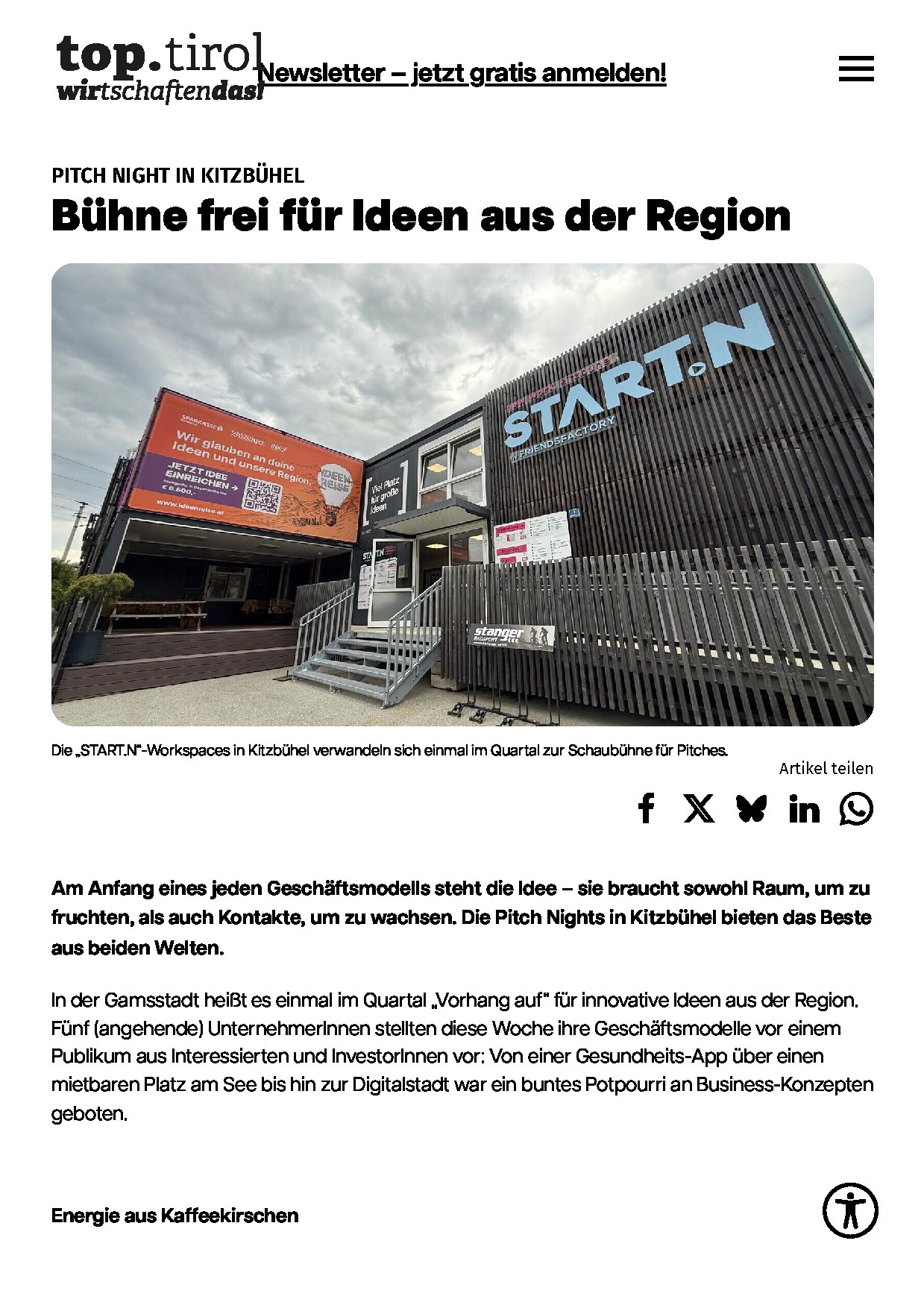 Bühne frei für Ideen aus der Region